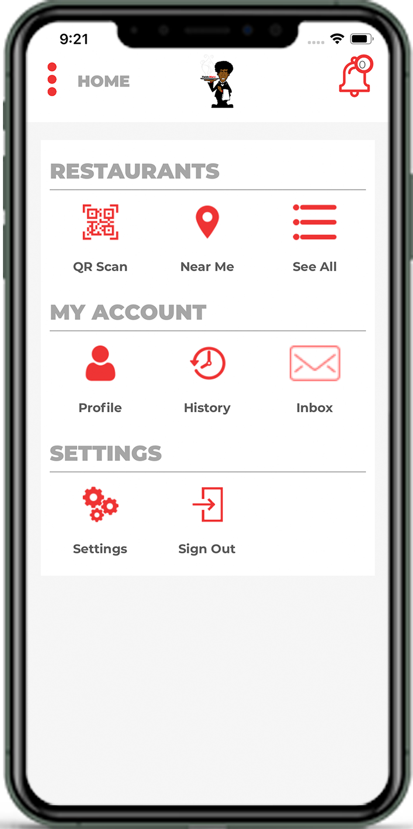 Table Mate Home Screen