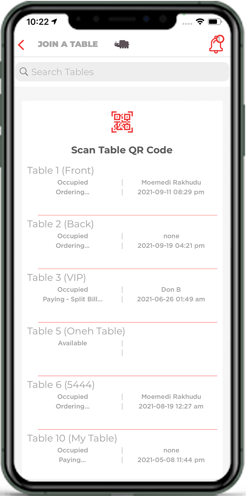 Table Mate Home Screen